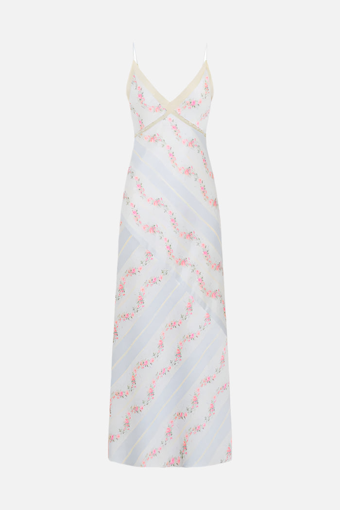 Love Shack Fancy Ermon Satin Floral Slip Dress