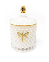 Dragonfly Bella Candle - White & Gold