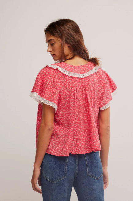 Free People Truly Yours Printed Blouse