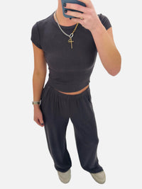 Barefoot Dreams Ultra Soft Rib Crop Tee & Pocket Pants Set