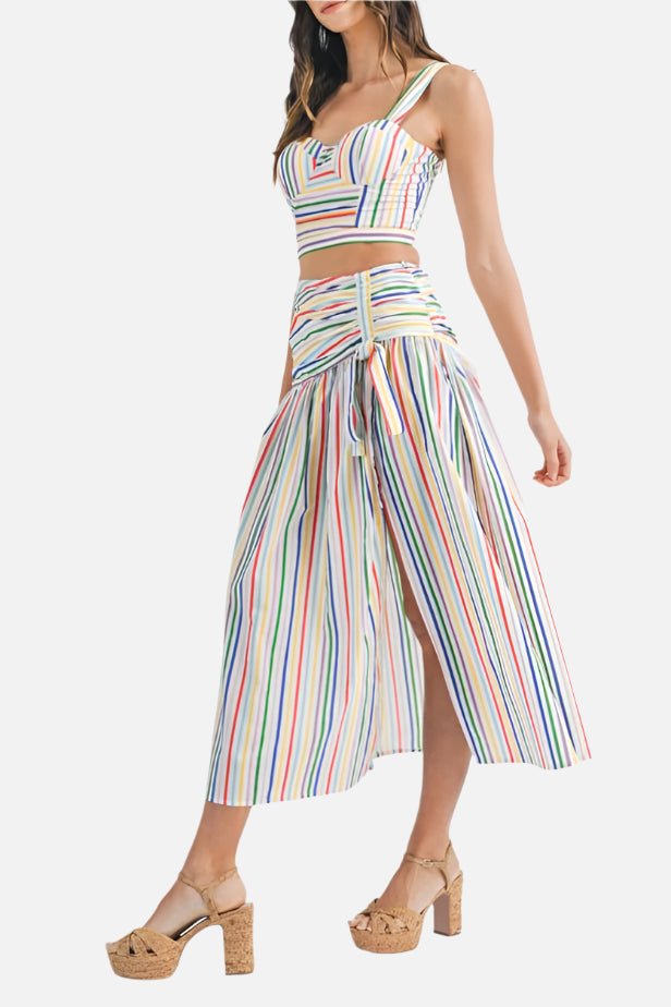 Mila Striped Top & Midi Skirt Set