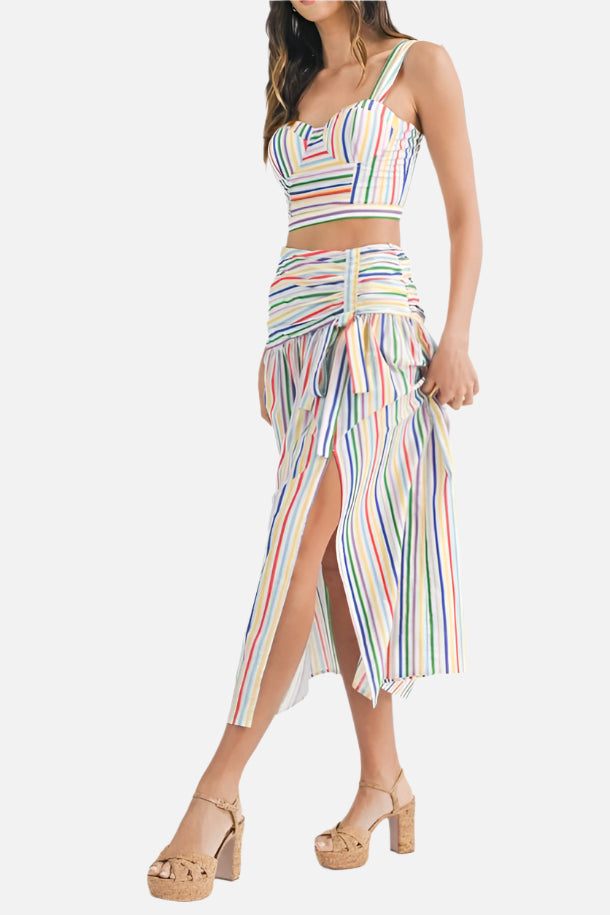 Mila Striped Top & Midi Skirt Set