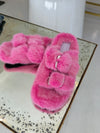 BLAKELY Mink Fur Buckle Slides