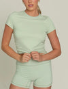 Gold Hinge Side Ruched Short Sleeve Top