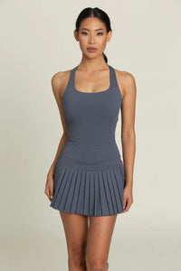 Gold Hinge Navy Criss Cross Back Pleated Tennis Dress