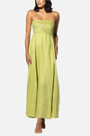 LUSANA Talia Linen Pintuck Maxi Dress