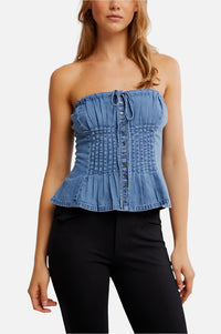 Free People Denim Wink Wink Tube Top