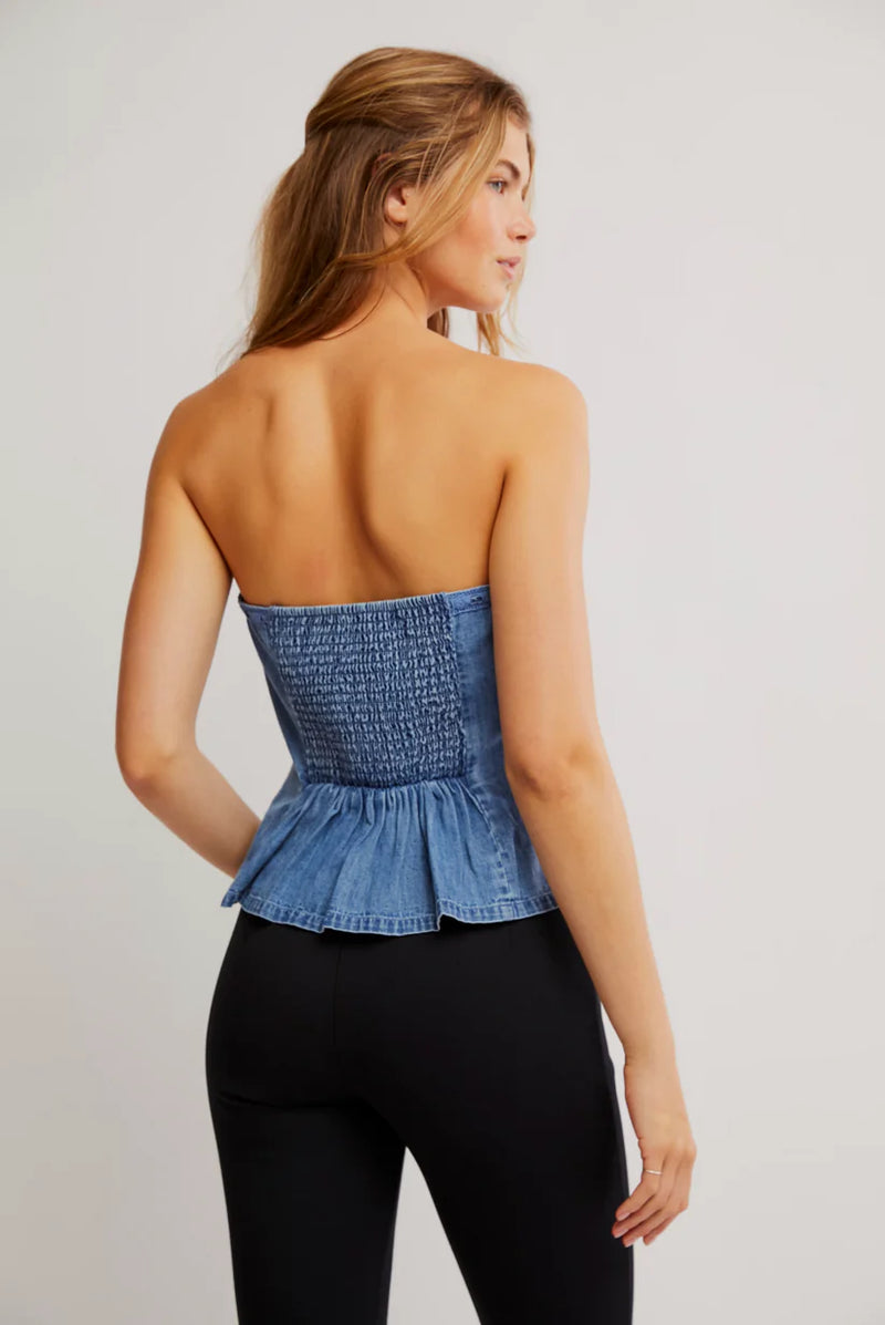 Free People Denim Wink Wink Tube Top