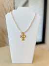 Gina Carmen Pearl Cross Necklace