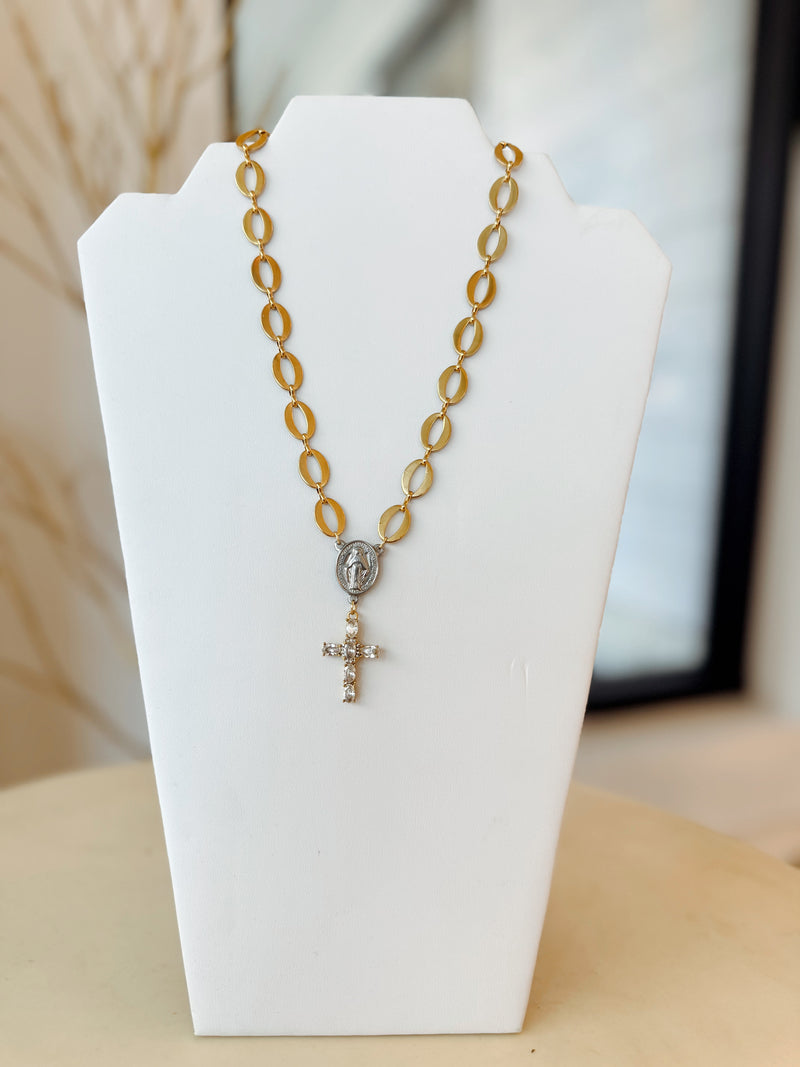 Gina Carmen Coin Cross Necklace