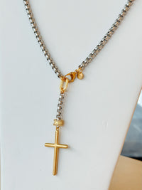 Gina Carmen Box Chain Cross Necklace