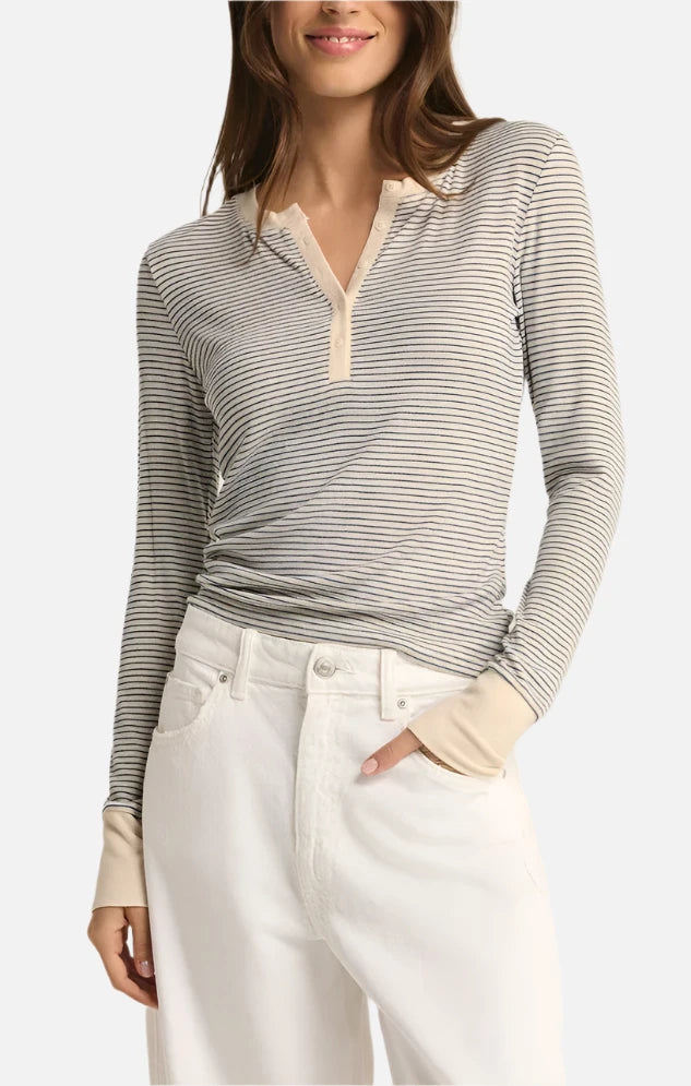 Z Supply Scarlett Stripe Rib Henley Top