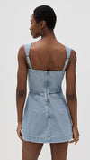 Amanda Uprichard Bethany Skort Romper in Wash Denim