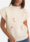 Claus Candy Cane Mock Neck Sweater