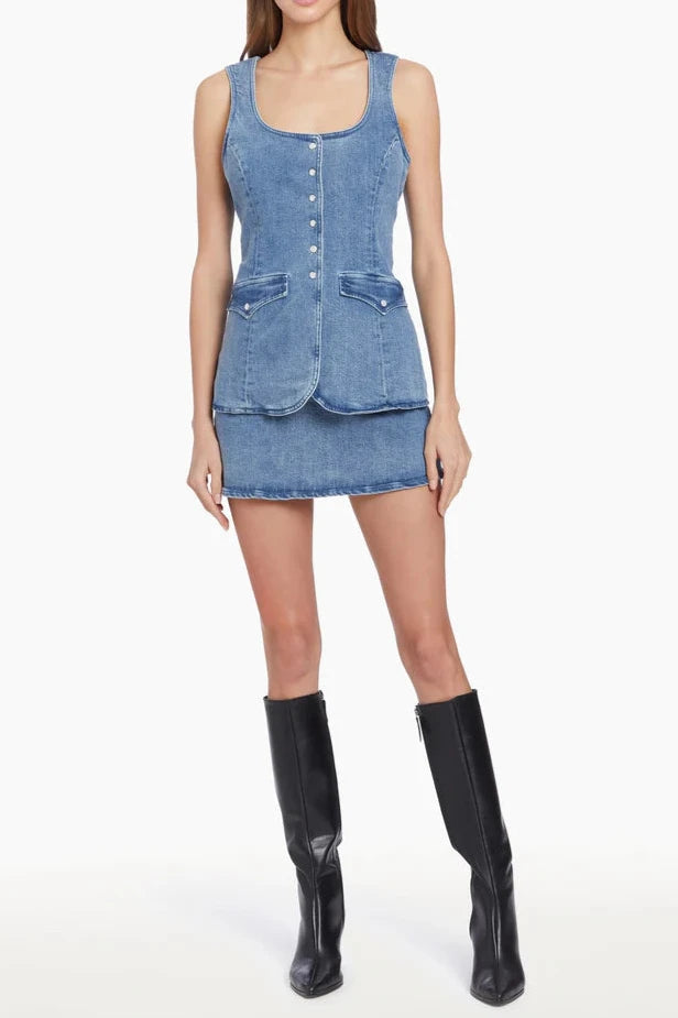 Amanda Uprichard Kya Denim Skort Romper