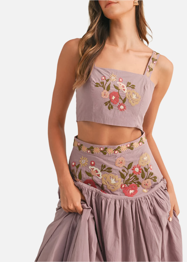 Josie Embroidered Crop Top & Skirt Set