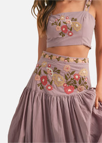 Josie Embroidered Crop Top & Skirt Set