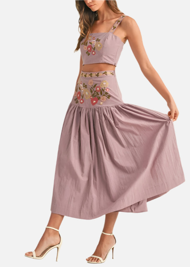 Josie Embroidered Crop Top & Skirt Set