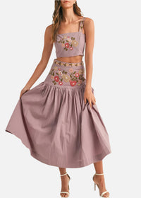 Josie Embroidered Crop Top & Skirt Set