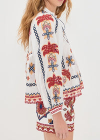 FARM Rio Mary Tiles Embroidered Blouse