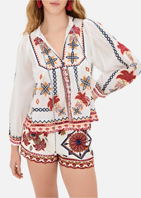 FARM Rio Mary Tiles Embroidered Blouse