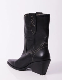 Free People Pitchfork Point Western Boots in Black