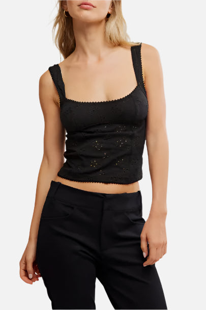 Free People Full Bloom Eyelet Cami Top